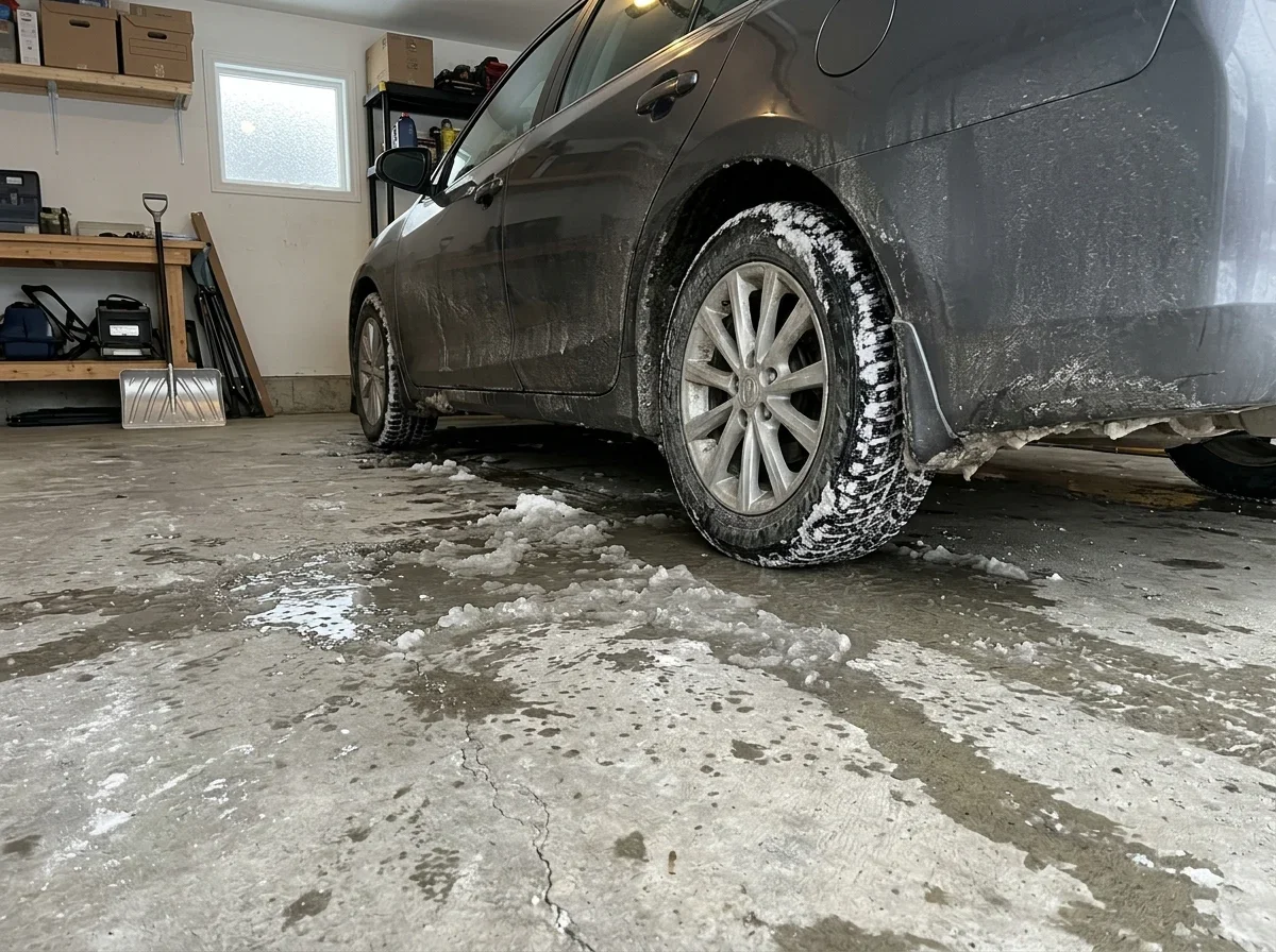 Road Salt and Slush on Epoxy Garage Floors