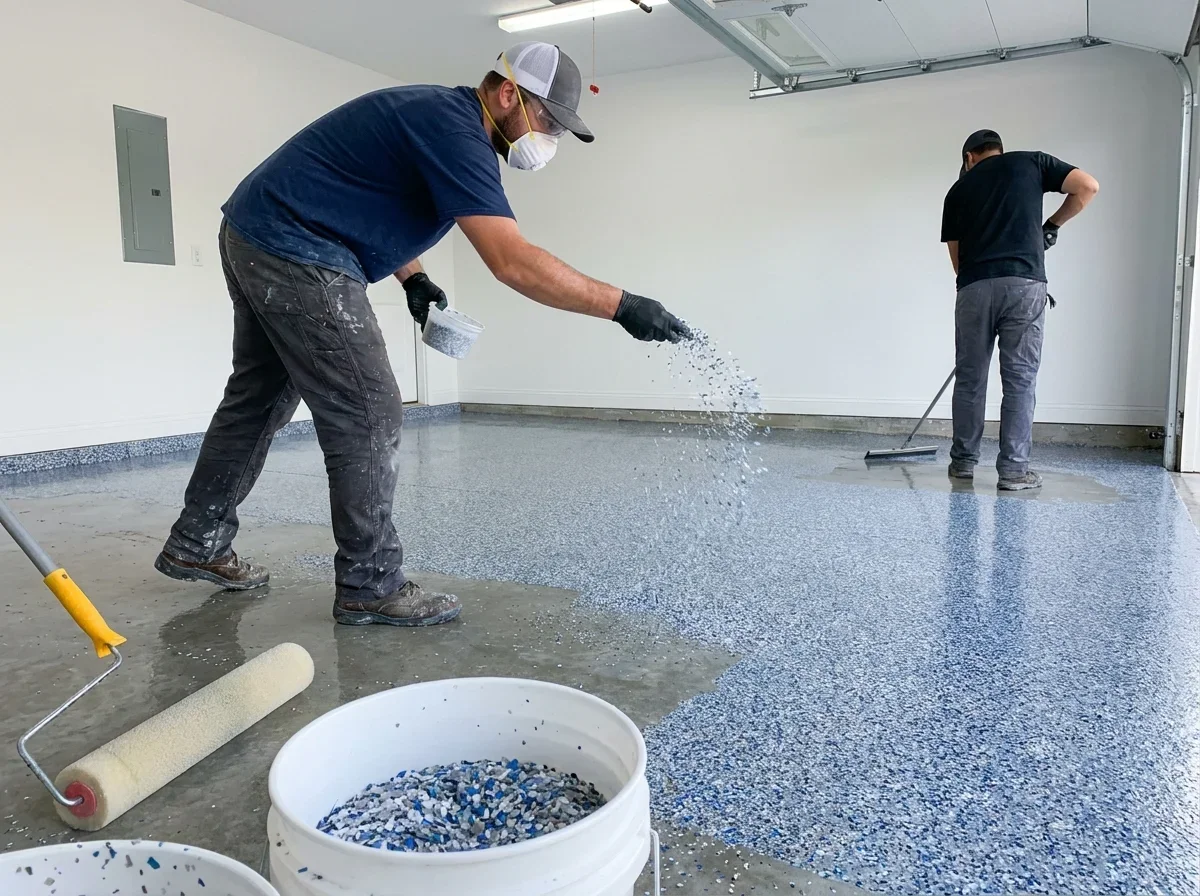 How Contractors Install Flake Epoxy Systems — epoxy flake floor colors
