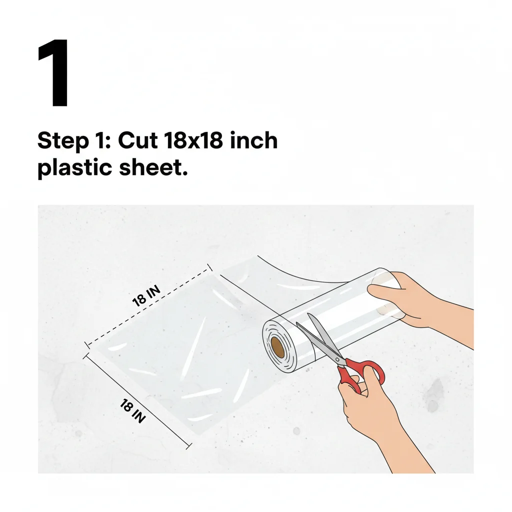 Step-by-step plastic sheeting moisture test for garage concrete floors